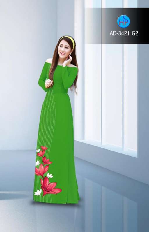 Vải áo dài hoa trên dưới