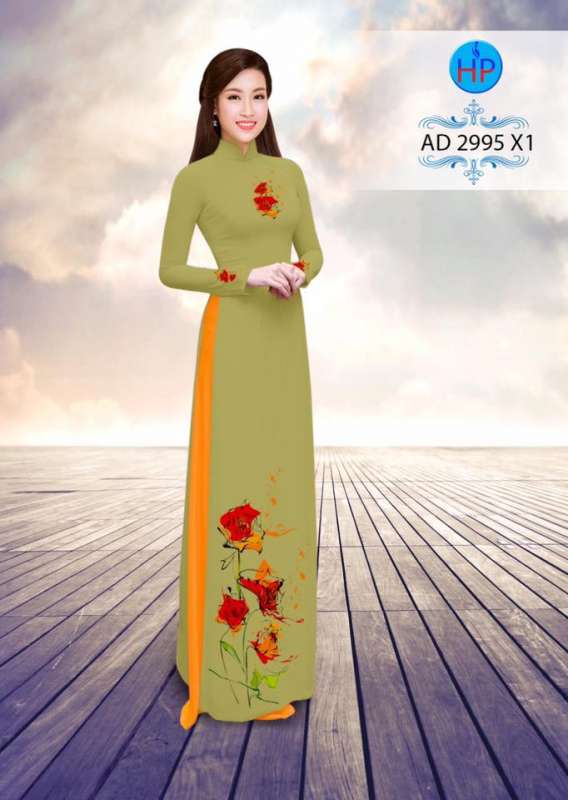 Vải áo dài hoa trên dưới