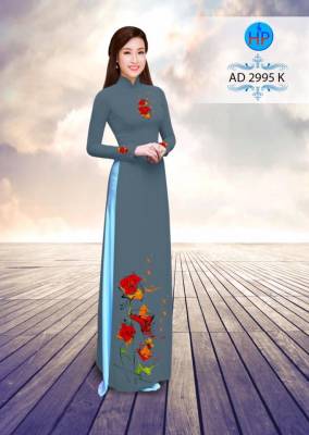 Vải áo dài hoa trên dưới-DT 2742