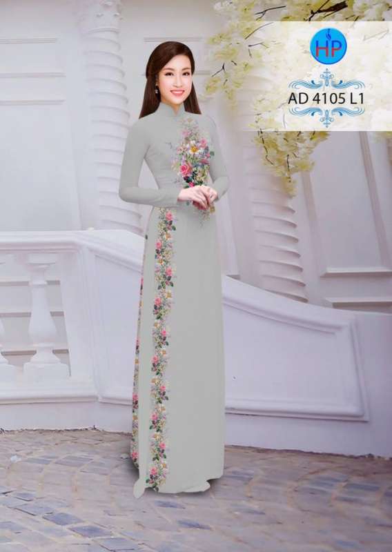 Vải áo dài hoa chạy dọc