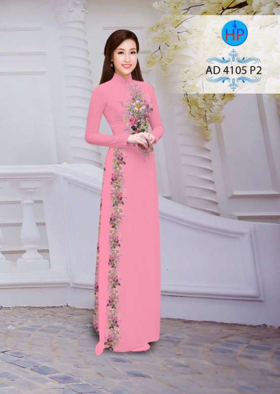 Vải áo dài hoa chạy dọc