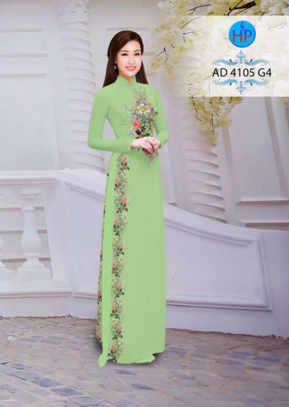 Vải áo dài hoa chạy dọc