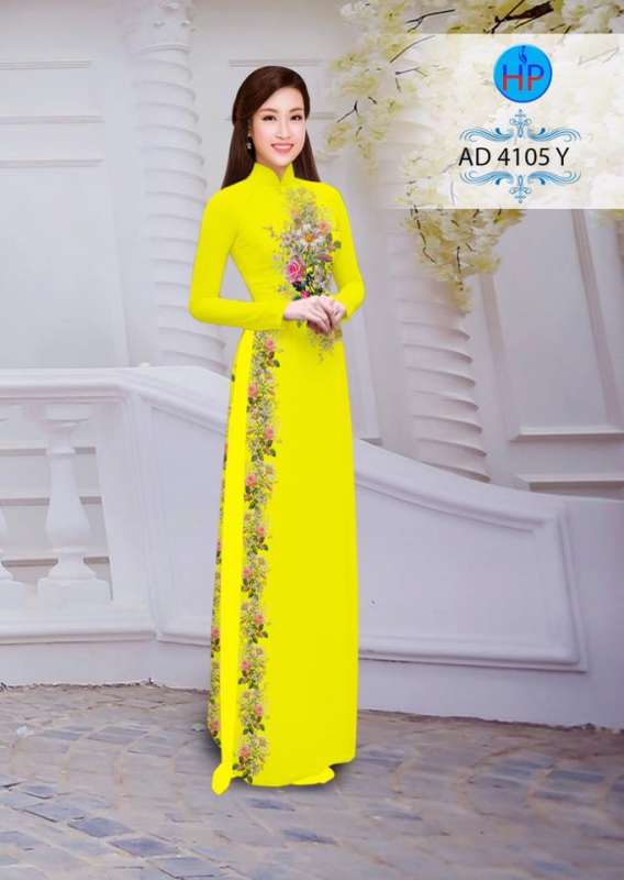 Vải áo dài hoa chạy dọc