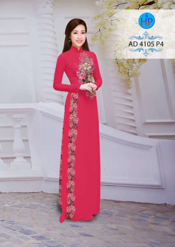 Vải áo dài hoa chạy dọc