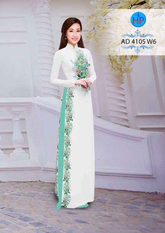 Vải áo dài hoa chạy dọc
