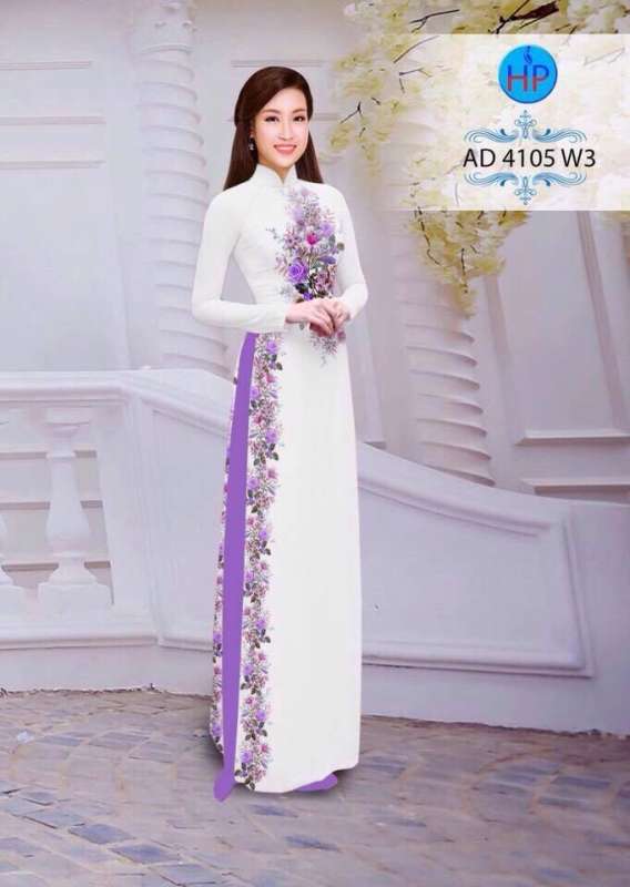 Vải áo dài hoa chạy dọc