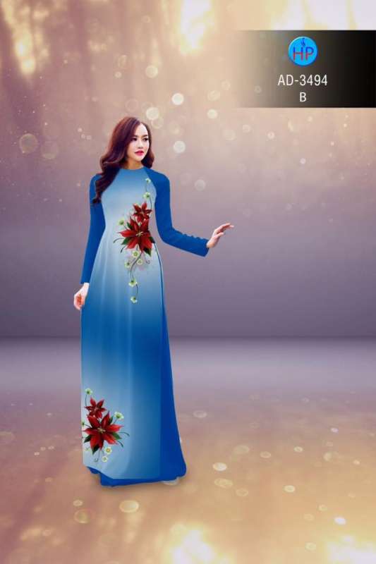 Vải áo dài hoa 3D