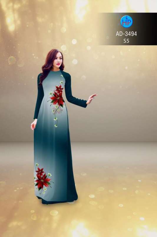 Vải áo dài hoa 3D