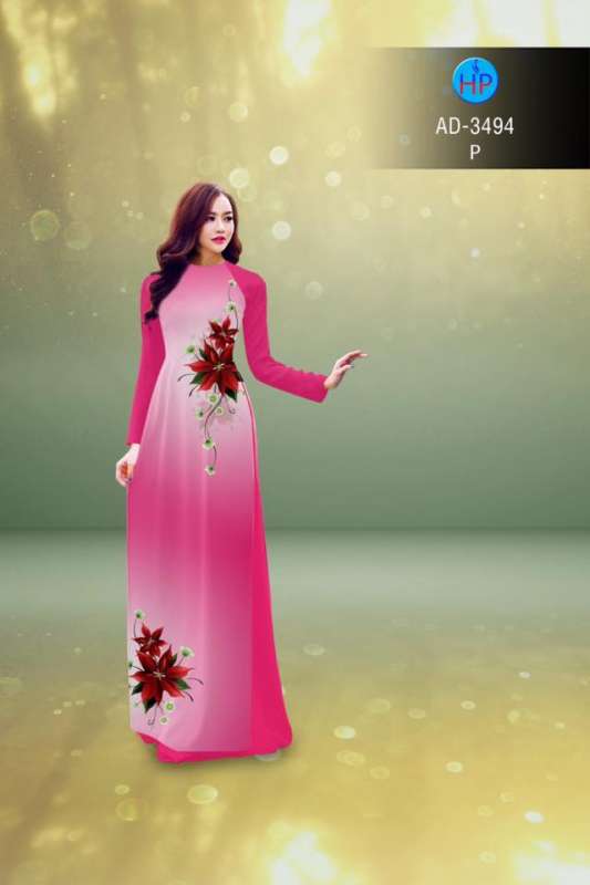 Vải áo dài hoa 3D