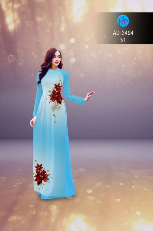 Vải áo dài hoa 3D