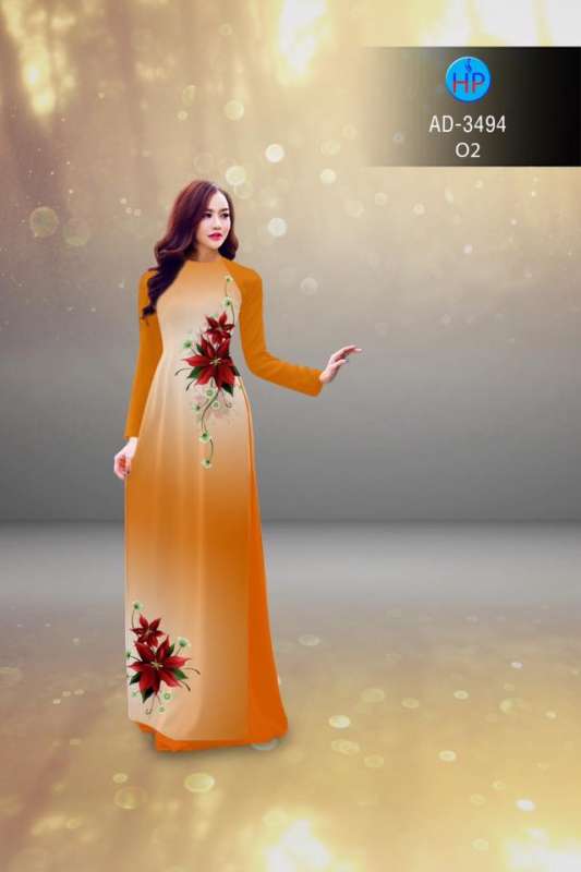 Vải áo dài hoa 3D