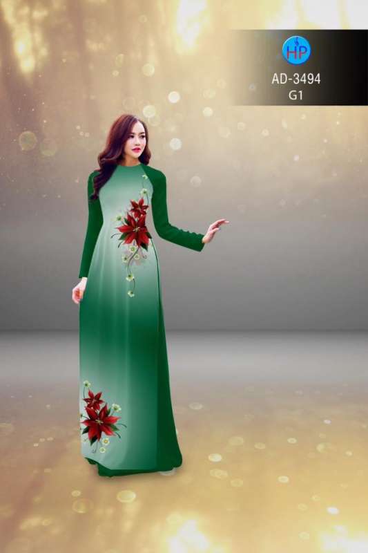Vải áo dài hoa 3D