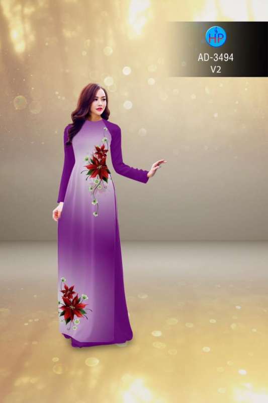 Vải áo dài hoa 3D