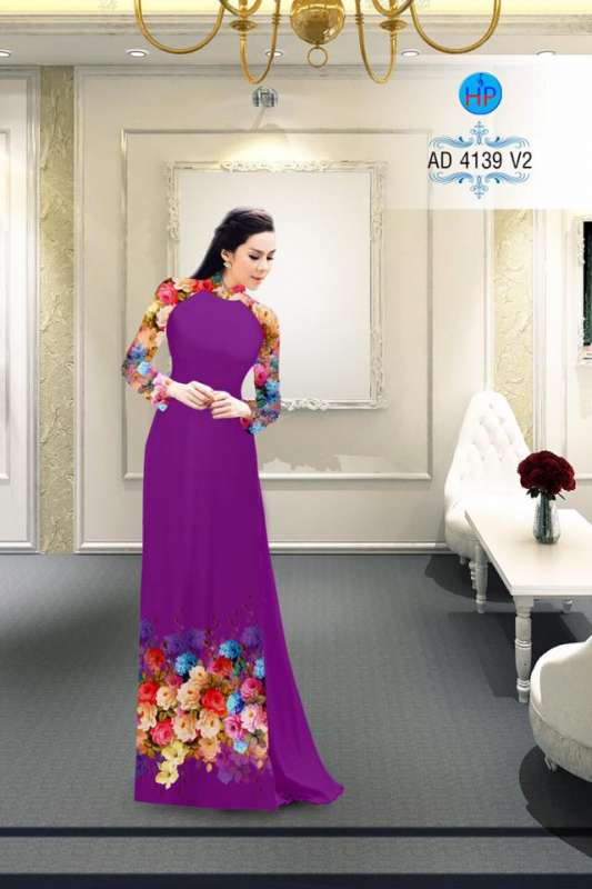 Vải áo dài hoa Hồng Vải áo dài hoa Hồng