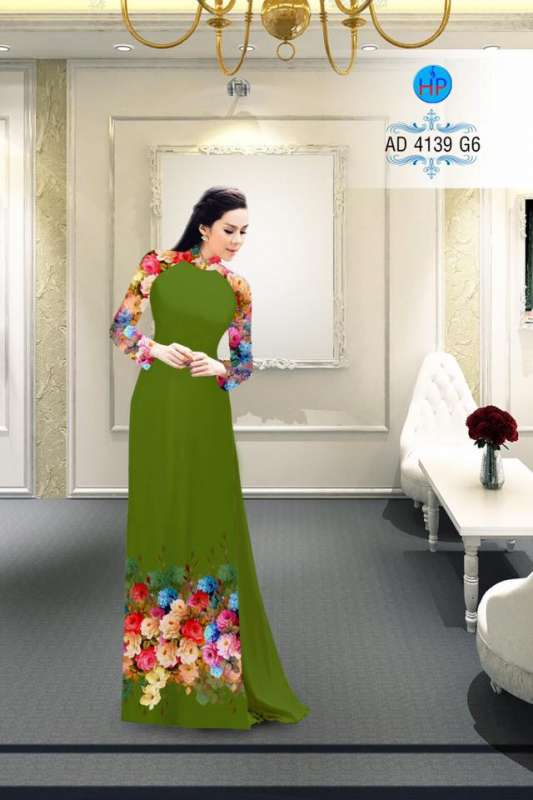 Vải áo dài hoa Hồng Vải áo dài hoa Hồng