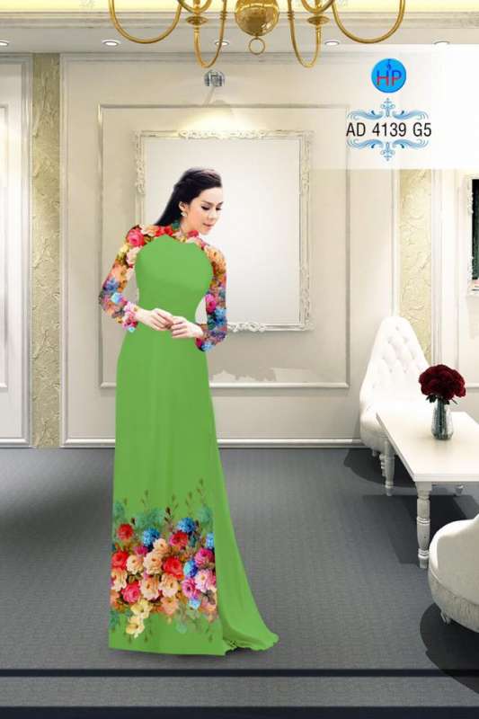 Vải áo dài hoa Hồng Vải áo dài hoa Hồng