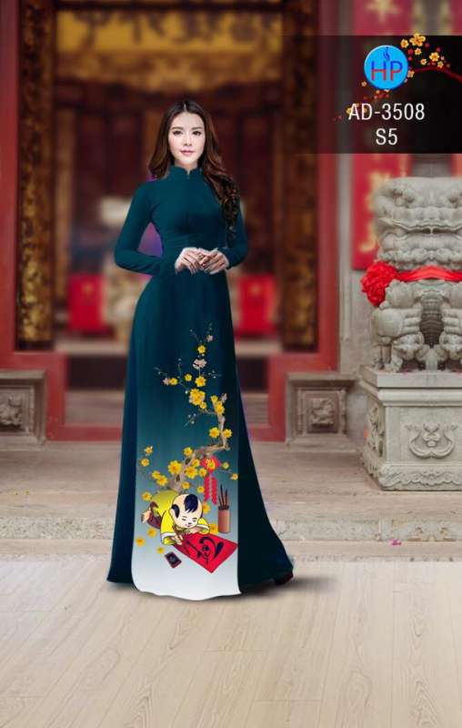 Vải áo dài hoa mai tết