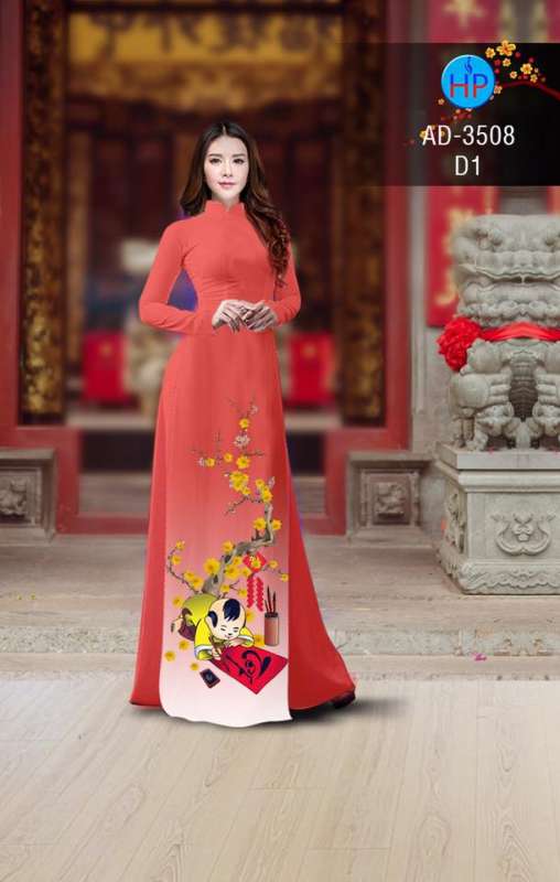 Vải áo dài hoa mai tết