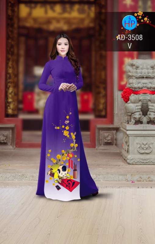Vải áo dài hoa mai tết