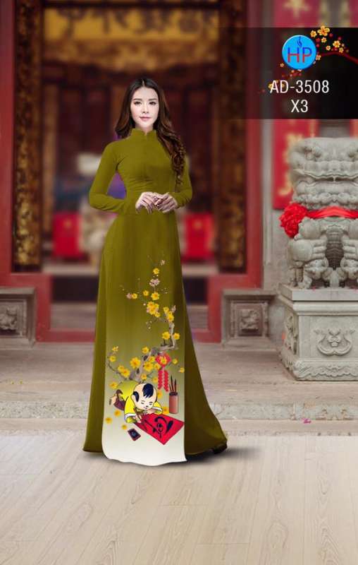 Vải áo dài hoa mai tết