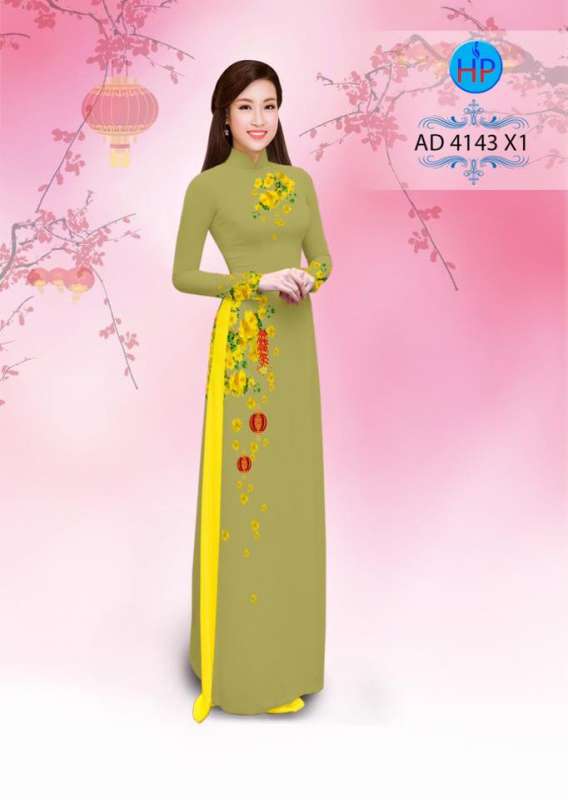 Vải áo dài hoa Mai tết