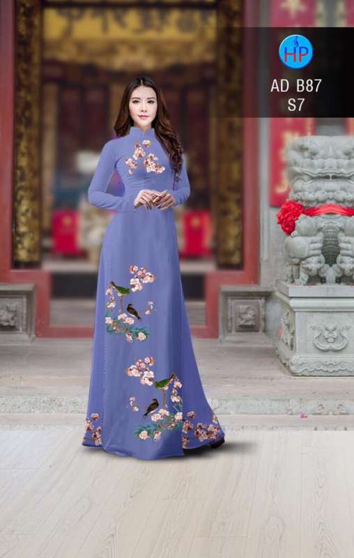 Vải áo dài hoa và chim