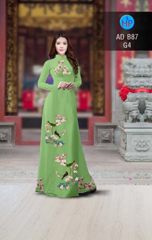 Vải áo dài hoa và chim