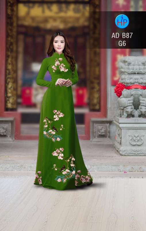 Vải áo dài hoa và chim