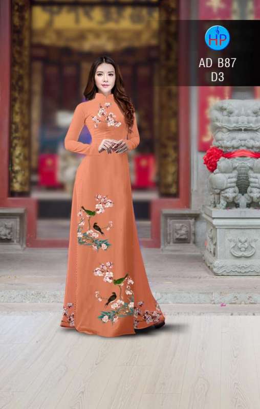 Vải áo dài hoa và chim
