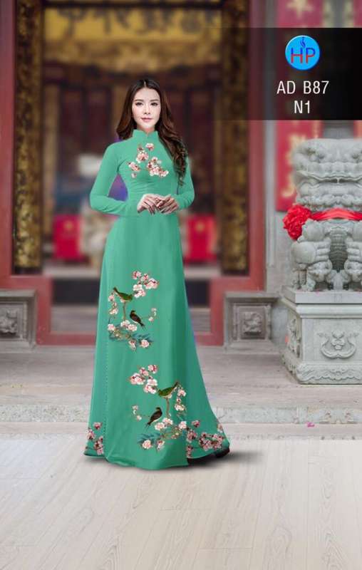 Vải áo dài hoa và chim