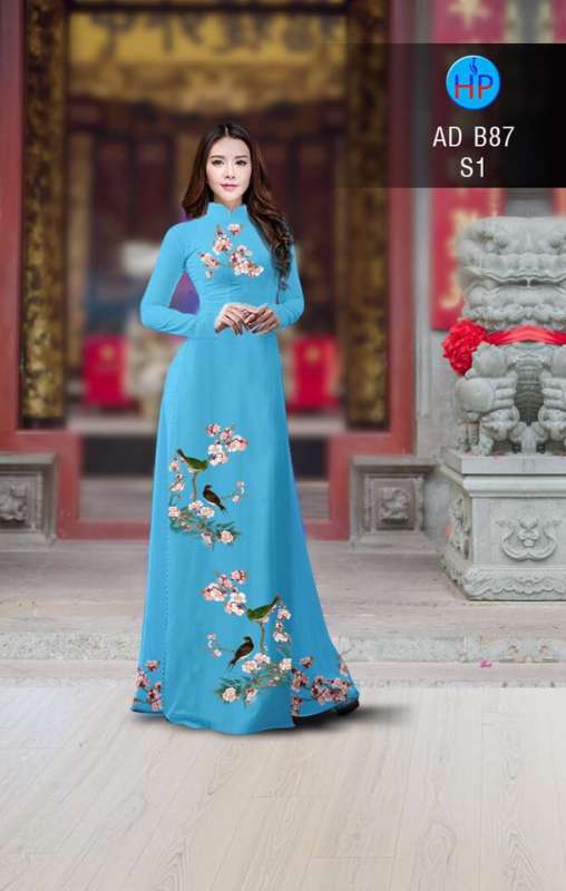 Vải áo dài hoa và chim