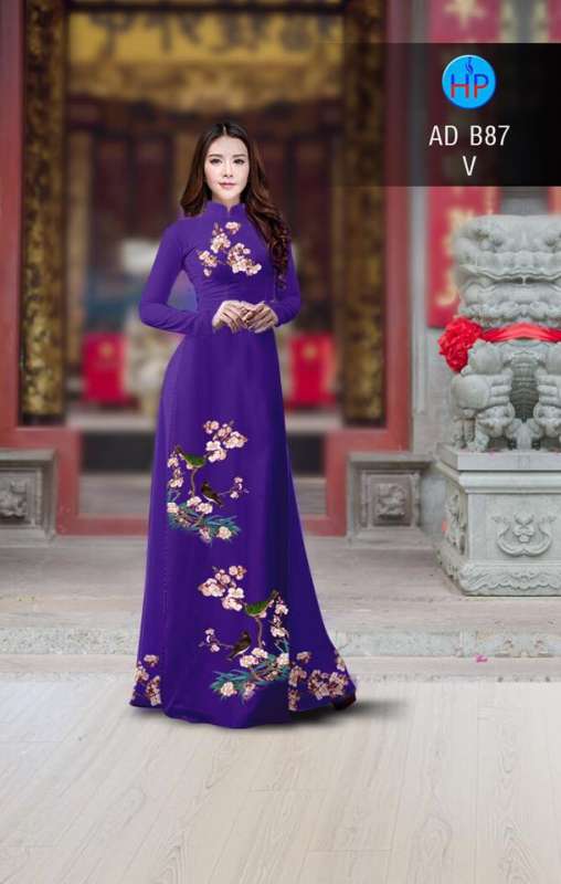 Vải áo dài hoa và chim