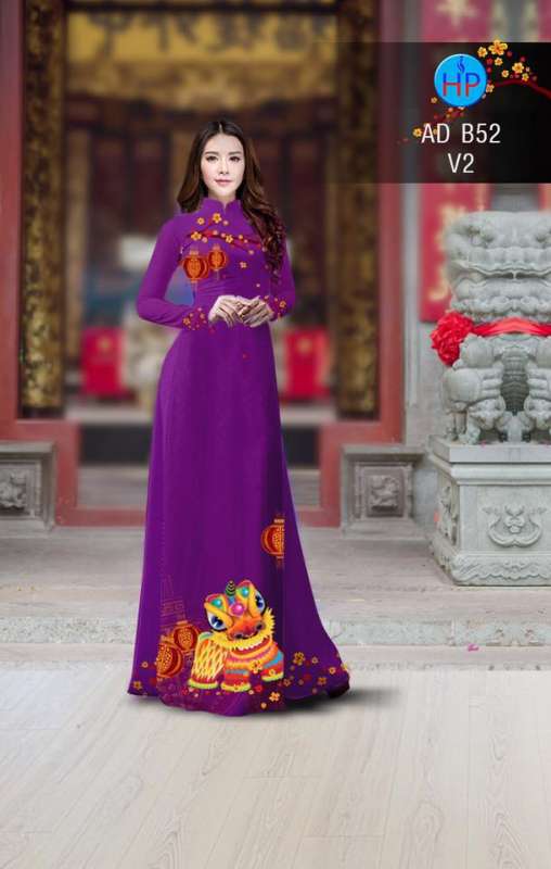Vải áo dài hình múa Lân
