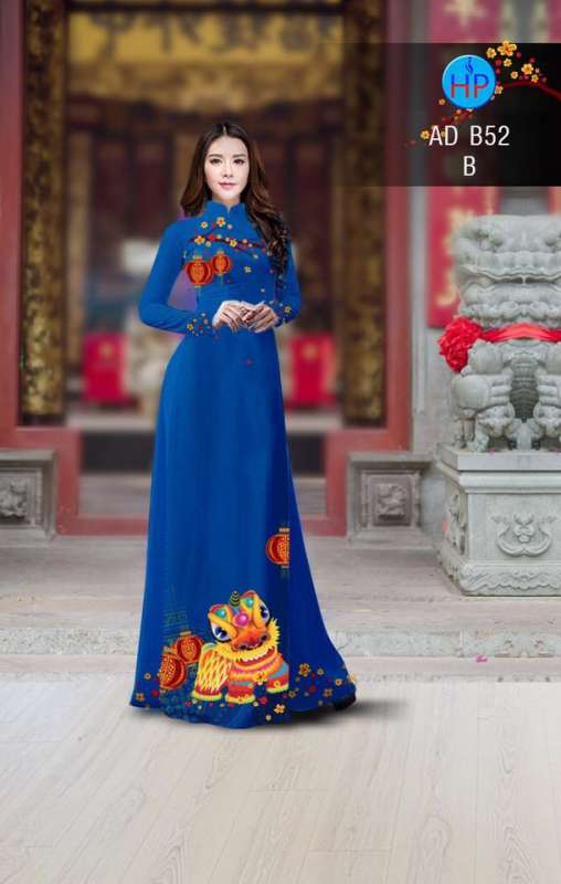 Vải áo dài hình múa Lân