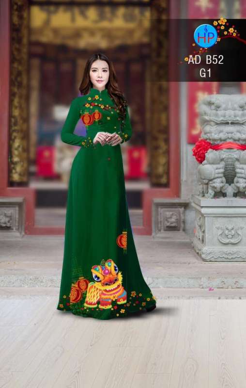 Vải áo dài hình múa Lân