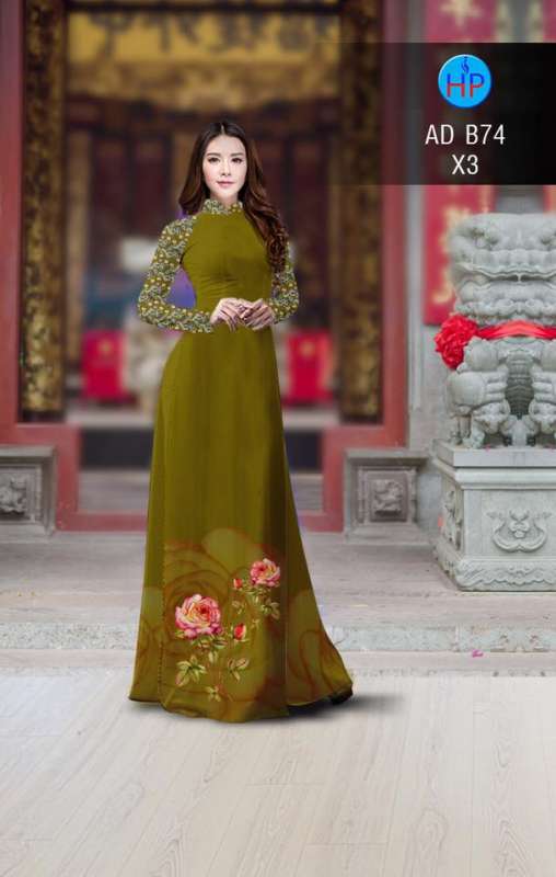 Vải áo dài hoa Hồng