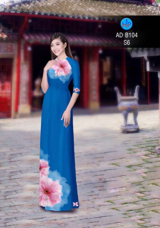 Vải áo dài hoa trên dưới