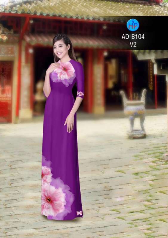 Vải áo dài hoa trên dưới