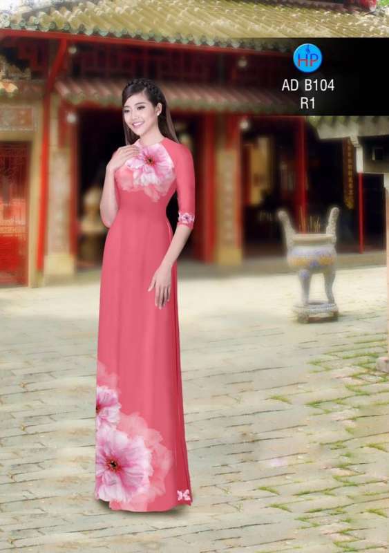 Vải áo dài hoa trên dưới