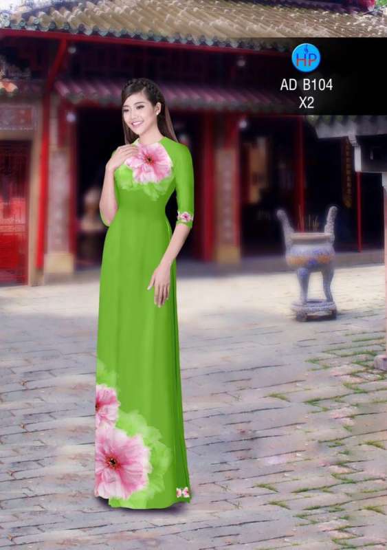 Vải áo dài hoa trên dưới