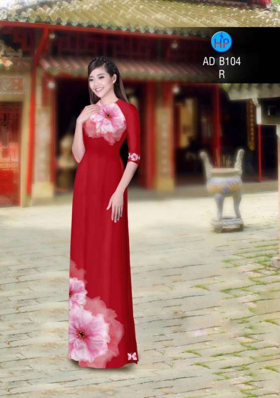 Vải áo dài hoa trên dưới