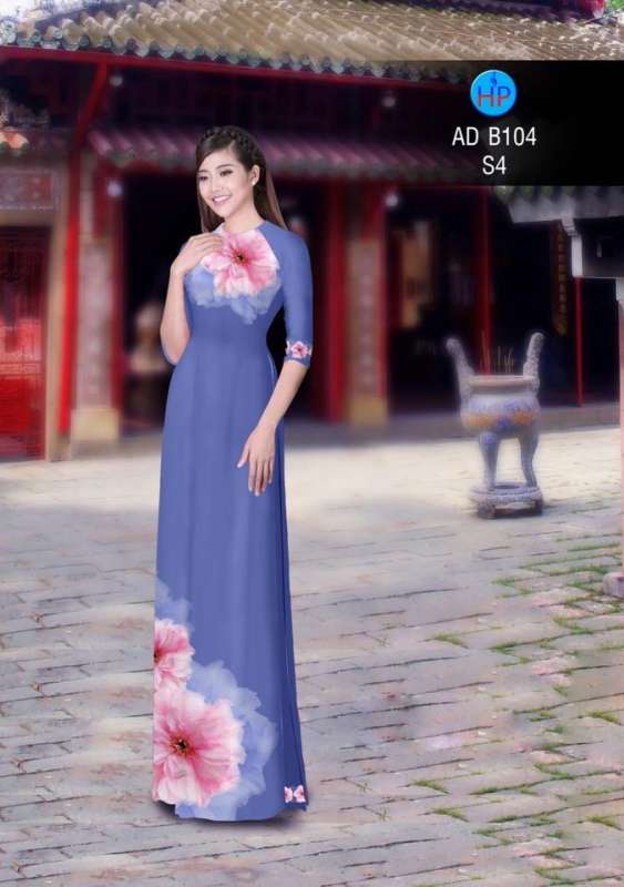 Vải áo dài hoa trên dưới