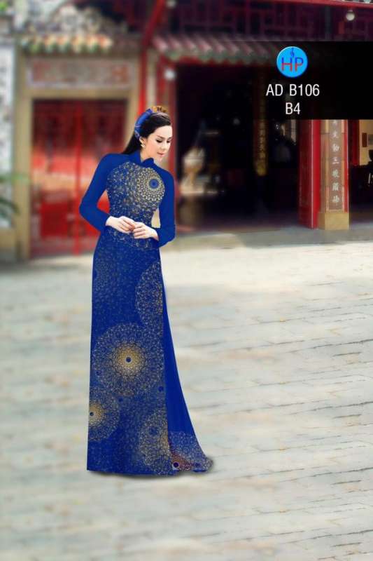 Vải áo dài hoa văn tròn