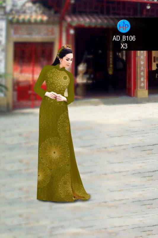 Vải áo dài hoa văn tròn