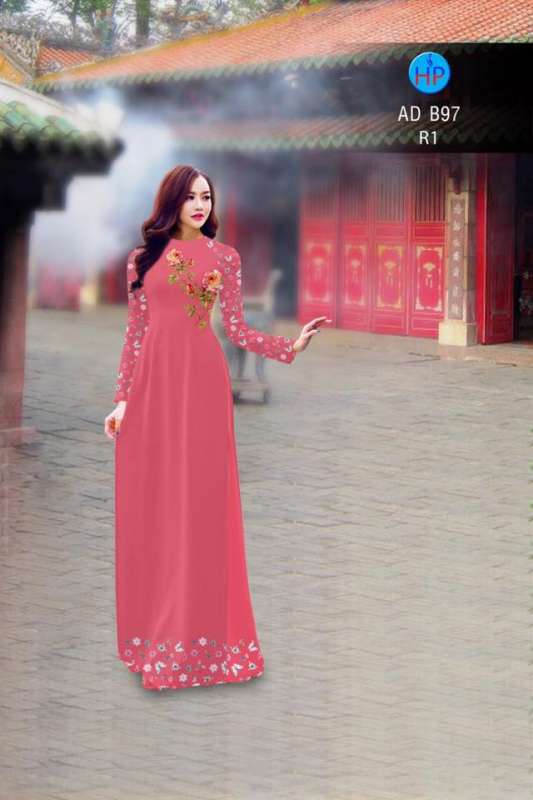 Vải áo dài hoa Hồng