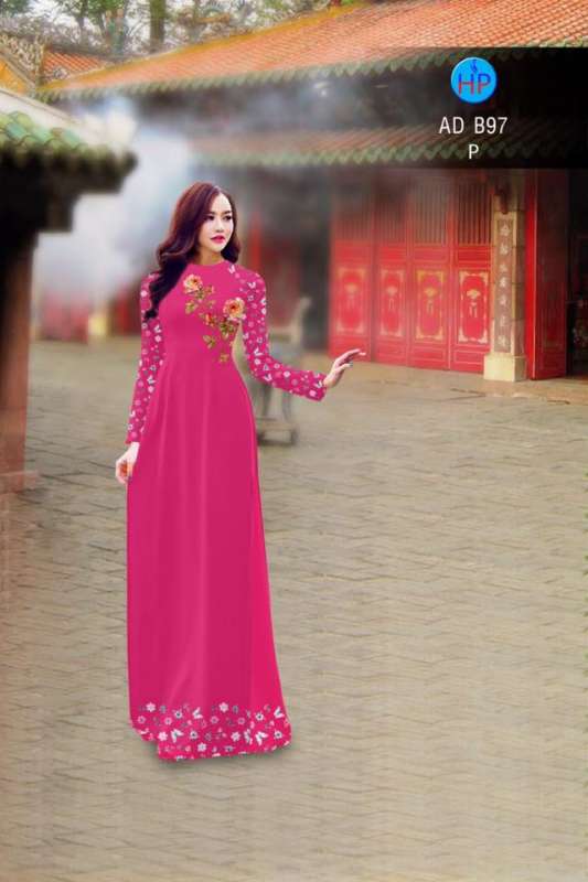 Vải áo dài hoa Hồng