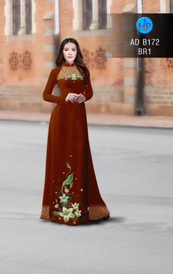 Vải áo dài hoa trên dưới-DT 2840