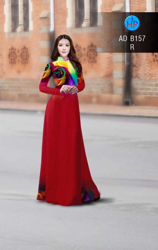 Vải áo dài hoa hồng 3D