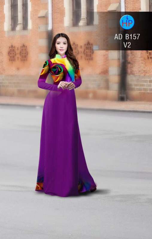 Vải áo dài hoa hồng 3D