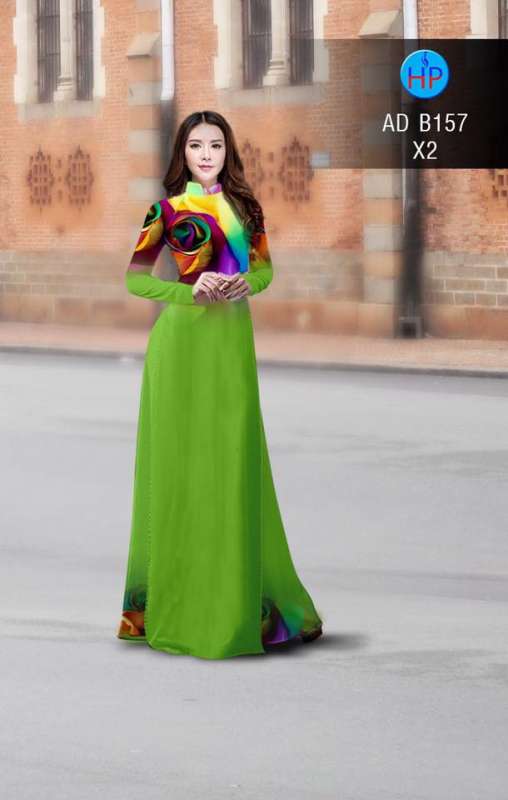 Vải áo dài hoa hồng 3D
